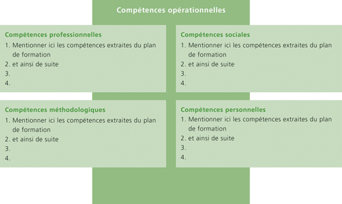 Graphique concernant les 4 compétences opérationelles